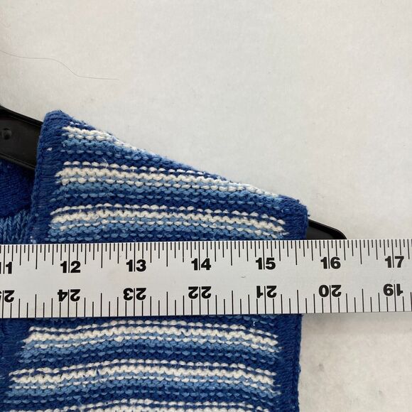 Belle Pointe Sweater Vest Women's Large Blue Striped Silk Blend Sleeveless Y2K - Picture 8 of 10